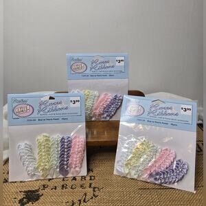 NWT Darice Pastel Ribbon Bows w/ Pearls Set of 3 Packs 135 Count Total